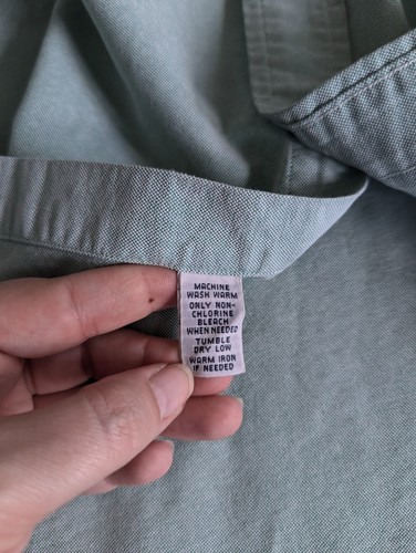 Ralph Lauren Shirt Mens Size L Green Button Up Chambray Oxford Flesh Pony READ - Picture 5 of 13