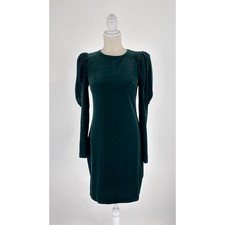 Express Long Puff Sleeve Velvet Mini Dress Green Womens Size Small