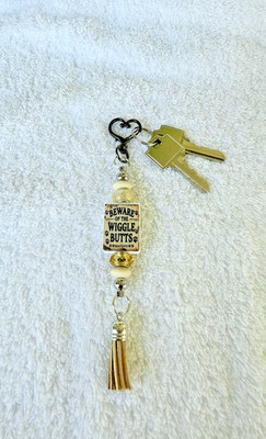  Beware Of The Wiggle Butts  Dog Handmade Beaded Keychain-Dog Lover Gift
