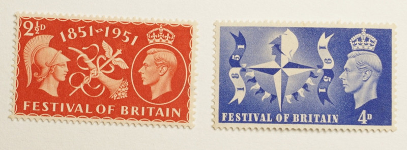 GB 1951 Festival of Britain Commemorative Stamp Set 2 Values 2 1/2d & 4d Mint
