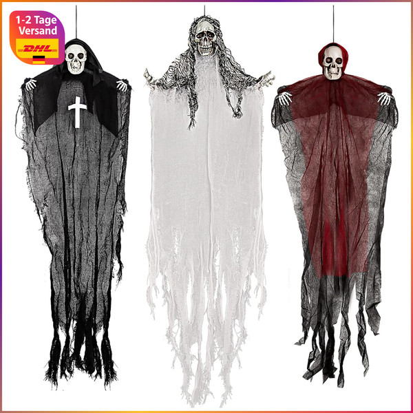 Halloween HäNgedeko Skelett-Geister 3Pcs Gruselige SensenmäNner Deko 3 StüCk-image