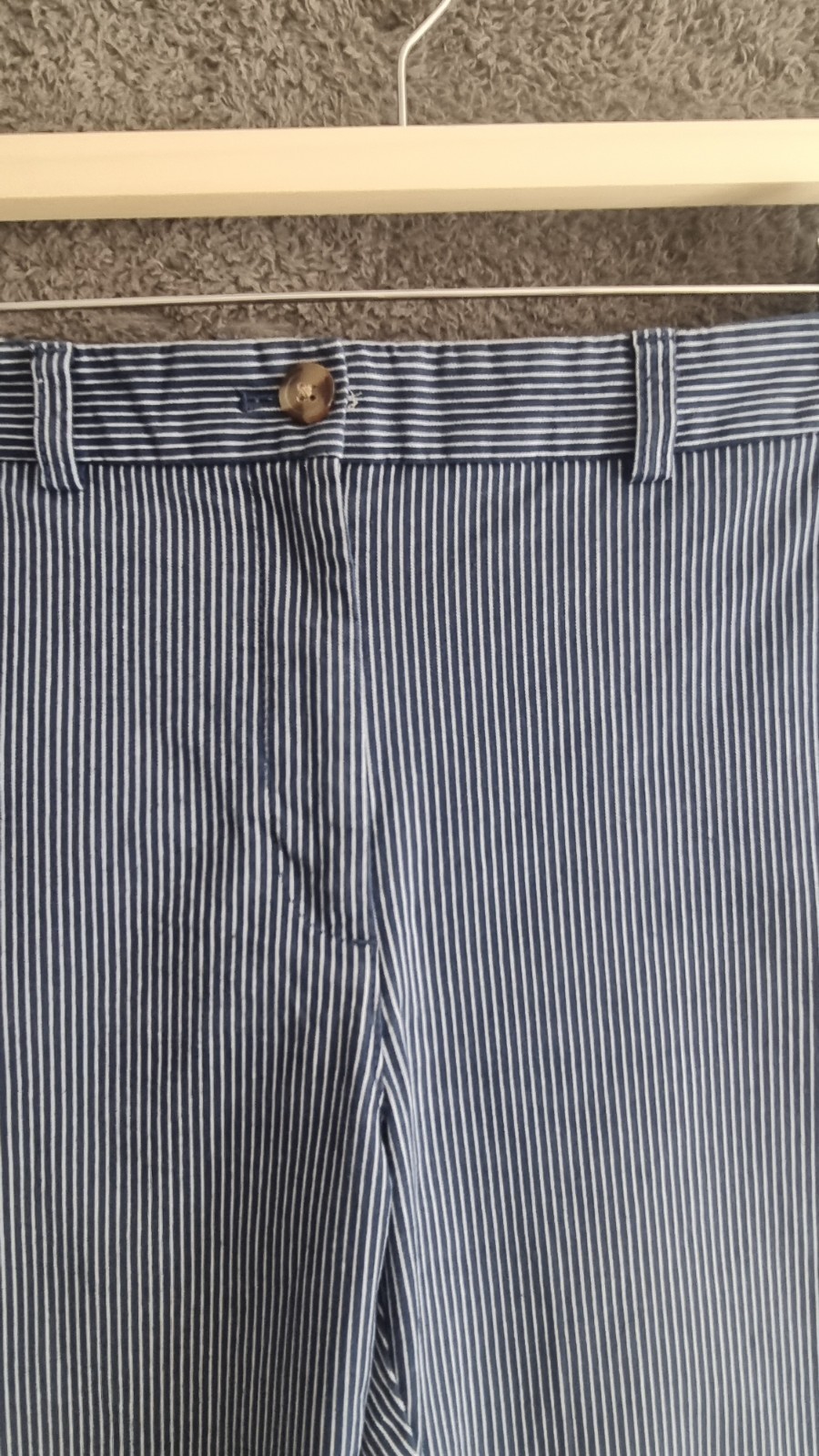 M&S Collection Womens Skinny Trousers Size 10 Long Navy Pinstripe Cotton Blend image 4