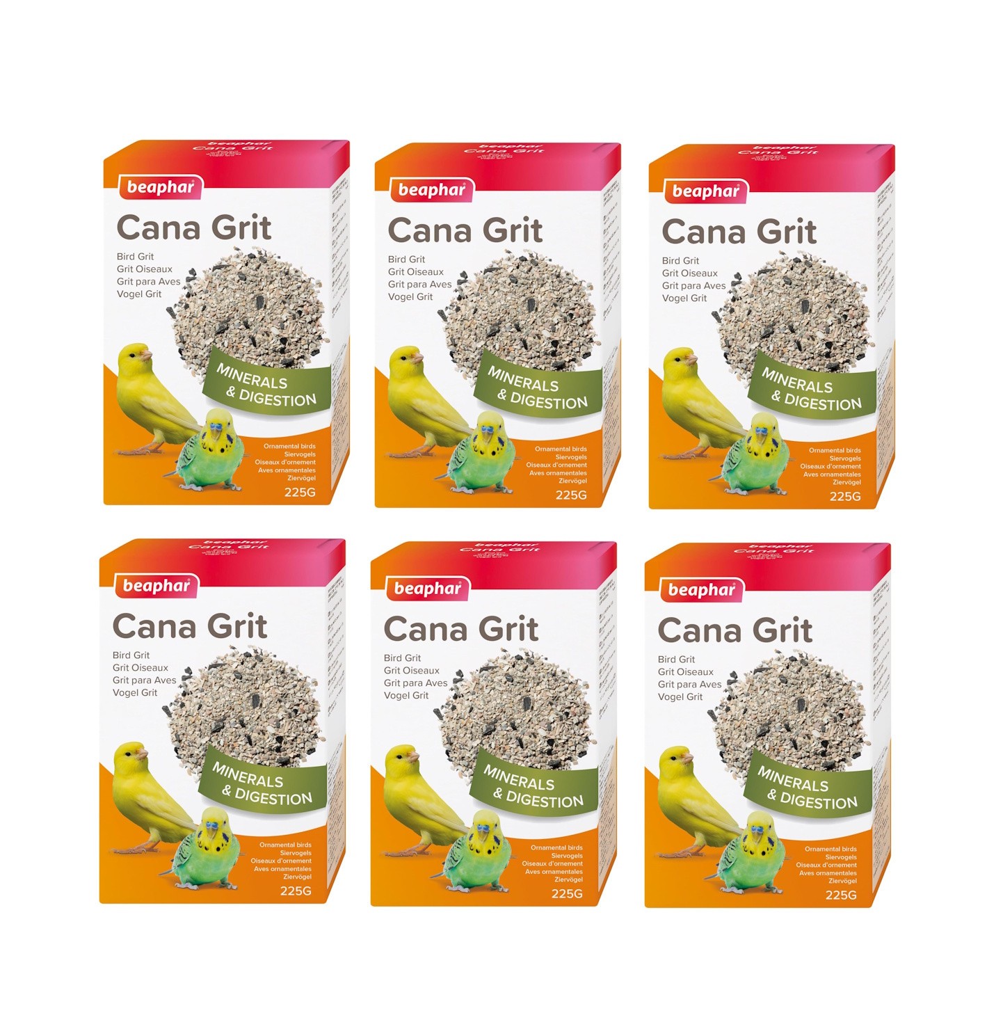 6 PK BEAPHAR CANA GRIT BIRD BUDGIE FINCH CANARY MINERAL GRIT AIDS DIGESTION 225G