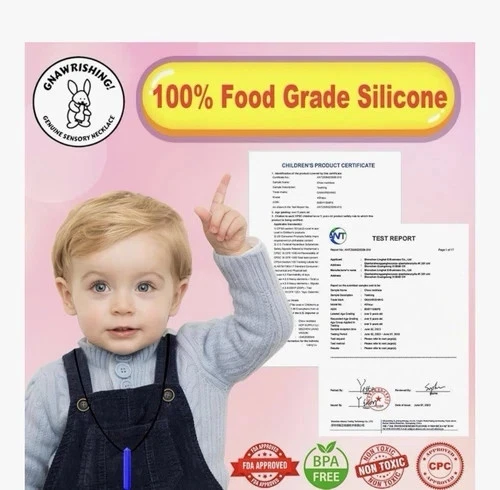 Paquete de 1/2/8 collar masticable sensorial, collares masticables de diamantes para niños sensoriales con autismo Foto 4 de 4