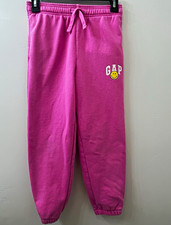 GAP Kids Girls Pink Fleece Jogger Pants Size 12 Drawstring Pull-On Logo