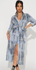 FASHION NOVA NWT Blue/combo SNAKE PRINT Midi Shirt Dress Sz 2X