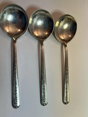 3 Vintage Sterling Silver Soup Spoons Towle Rambler Rose Pattern 110 Grams