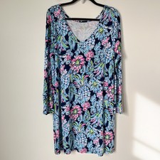 Lilly Pulitzer Kaisley Dual Neck Dress High Tide Navy Pineapple Paradise XL