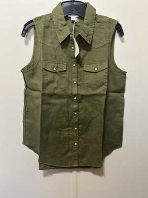 #ad #ad Sundance Women’s Manitou Linen Top Size S Olive NWT $34.95
