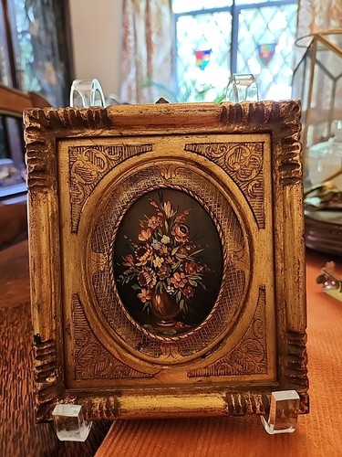 Dipinto Original Miniature Floral Oil Painting MARAD Picture No. 1107 6.5"x 5.7"