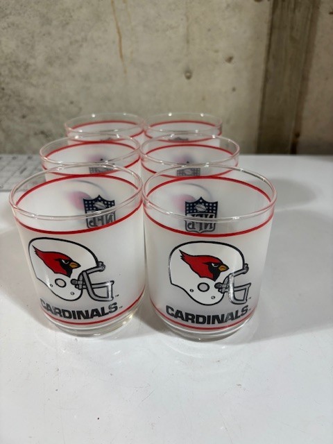 SET OF 6 CARDINAL FOOTBALL GLASSES