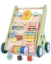 Baby Push Walker, Wooden Baby Walker with Wheels, Montessori Walker for Babie...