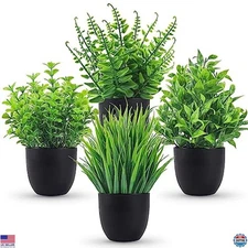 Der Rose 4-Pack Small Black Faux Plants - Stylish Artificial Home & Office Decor
