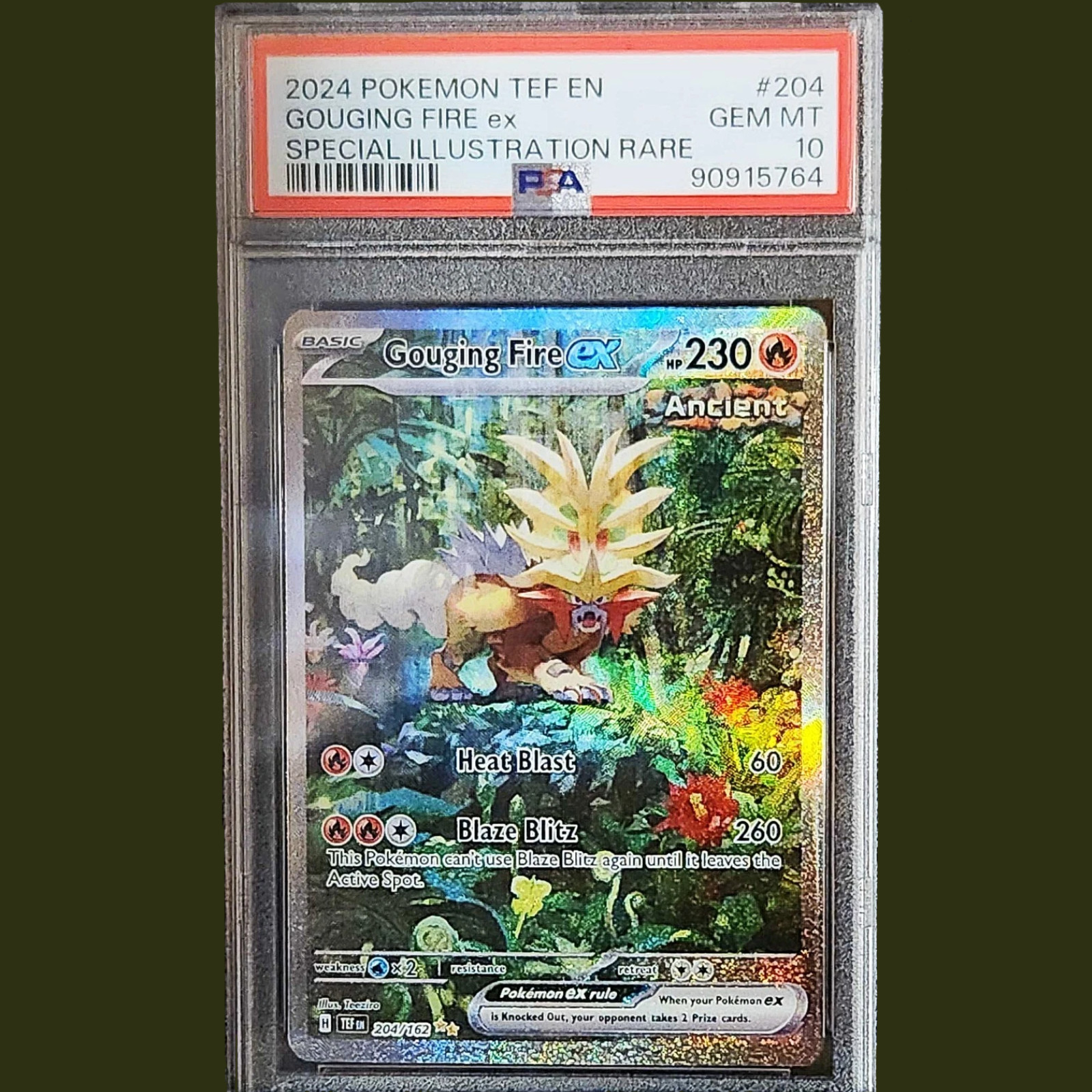 2024 POKEMON TEF EN-TEMPORAL FORCES #204 GOUGING FIRE EX PSA 10