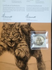 2014 Canada $20 Bobcat 1/4 oz .999 Silver Coin , RCM ,Wildlife Series COA