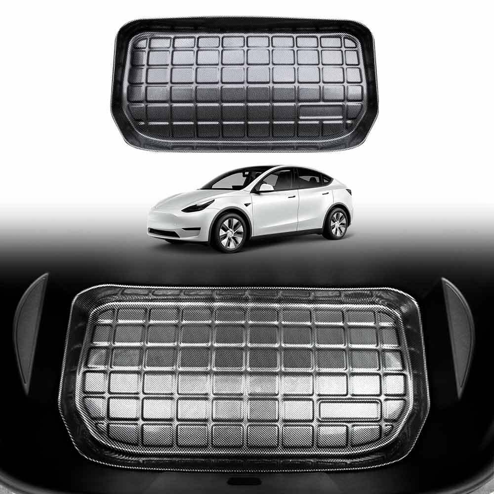 Tesla Model Y 2022-25 Carbon Fiber Style Heavy Duty Front Cargo Trunk Cover Mat