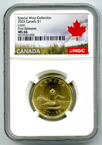 2025 $1 CANADA NGC MS66 SPECIAL WRAP COLLECTION LOON FIRST RELEASES DOLLAR