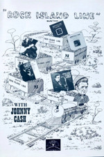 JOHNNY CASH 1970 vintage POSTER ADVERT ROCK ISLAND LINE Sun