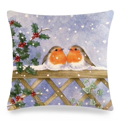 Cardinal Snow Branch Pillow Cover Winter Robin Bird Christmas Holly Cushion Case - Picture 73 of 88