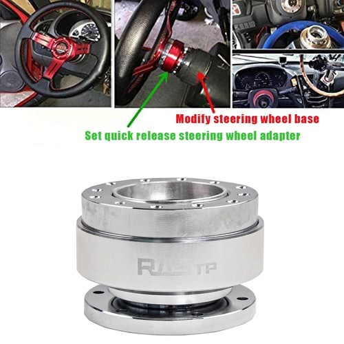 345mm Deep Dished Red Racing Steering Wheel+Ball Quick Release Adapter Kit - Picture 10 of 11