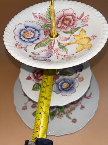 Maßgeschneidert 3 Ebenen 13" Gebäck Ständer Hergestellt mit Vintage Johnson Bros England Teller - Bild 8 von 15