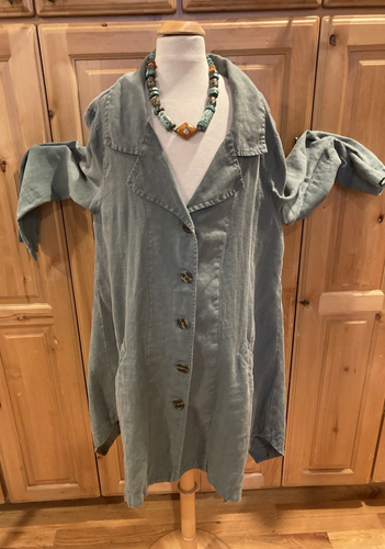 Lovely Linen Boutique Cut Loose Duster/Jacket Green USA - 第 1/14 張圖片