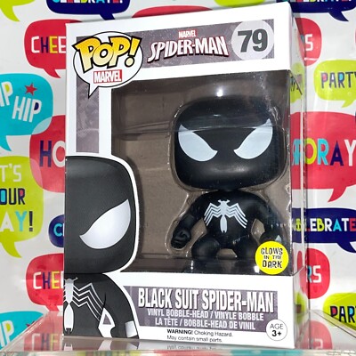 Black Suit Spider Man Marvel Glow Funko Pop 79 + Protector | eBay