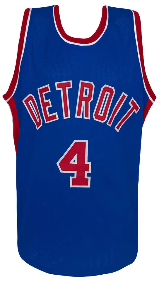 Camiseta deportiva de baloncesto personalizada azul firmada por Joe Dumars (PISTONS) - (CERTIFICADO DE AUTENTICIDAD SCHWARTZ) Foto 3 de 3