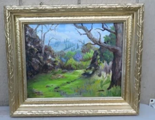 FRAMED MID CENTURY MODERN IMPRESSIONIST LANDSCAPE OIL ON CANVAS PIAINTING
