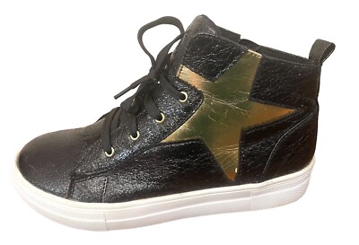 *Kidpik Shoes Youth 4 M Girls Star Metallic Hi Sneakers Multicolor Faux Leather