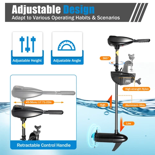 12V 80lbs Electric Trolling Motor Thrust Transom Mounted Fishing Boat Engine