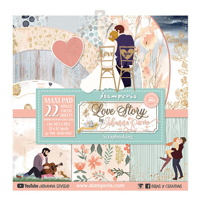 Stamperia 12"" x  12"" Paper Sheet Maxi Love Story