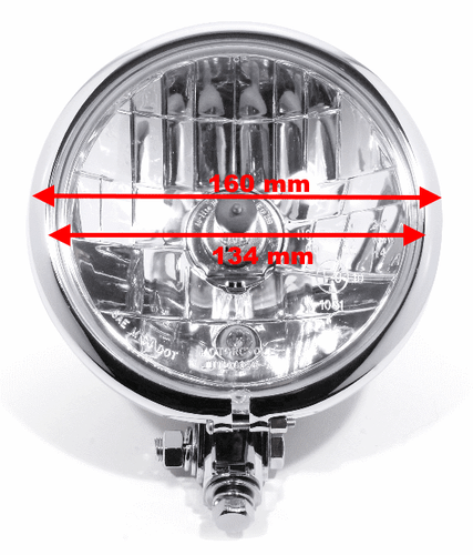 5¾" Scheinwerfer Chrom H4 Klarglas Bates-Style für Harley Suzuki Universal - Picture 3 of 5