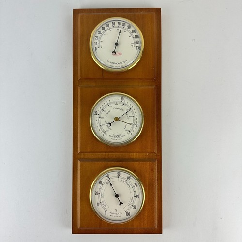 Vintage Acu-rite Wood Weather Station With Thermometer Barometer & Hygrometer