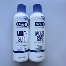 Oral B Mouth Sore Oral Rinse, Soothing Mint Flavor, 475 mL 16 fl oz 2 Pack