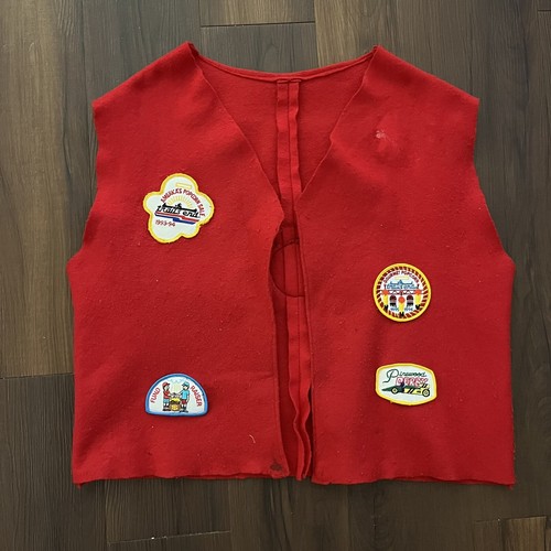 Vintage Boy Scouts Of America Red Felt Vest Wtih Patches Webelos - Mens Sz M
