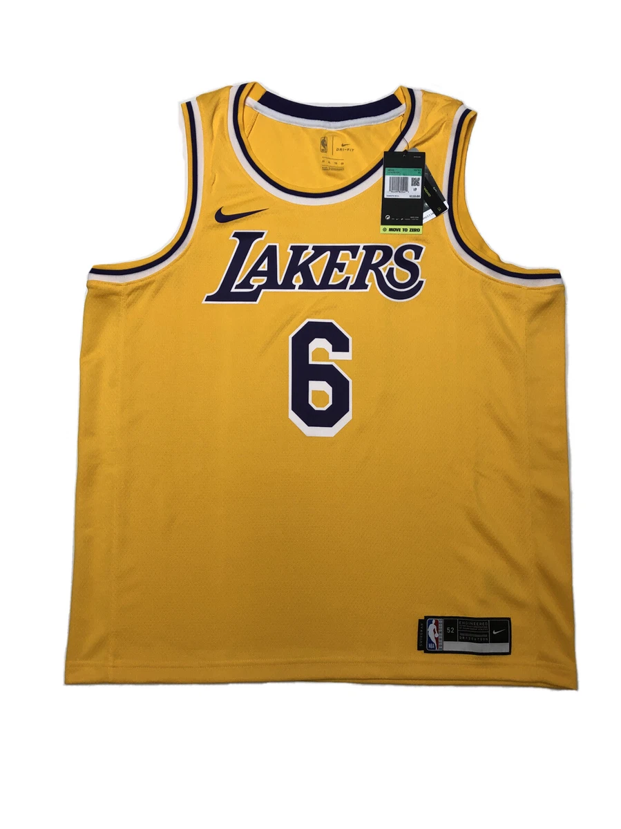 Nike Men's Los Angeles Lakers LeBron James #6 White Dri-Fit Swingman Jersey, XXL