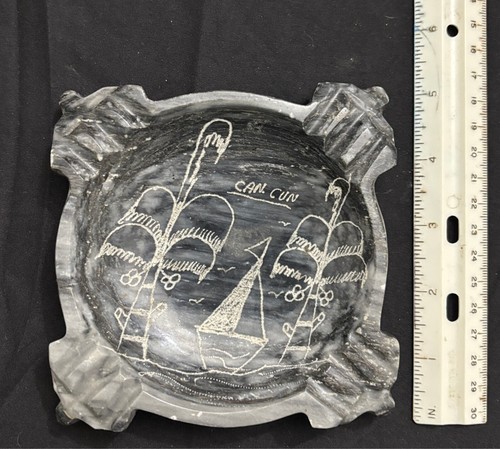 Vintage Marble Can-Cun Engraved Ashtray - Picture 2 of 4