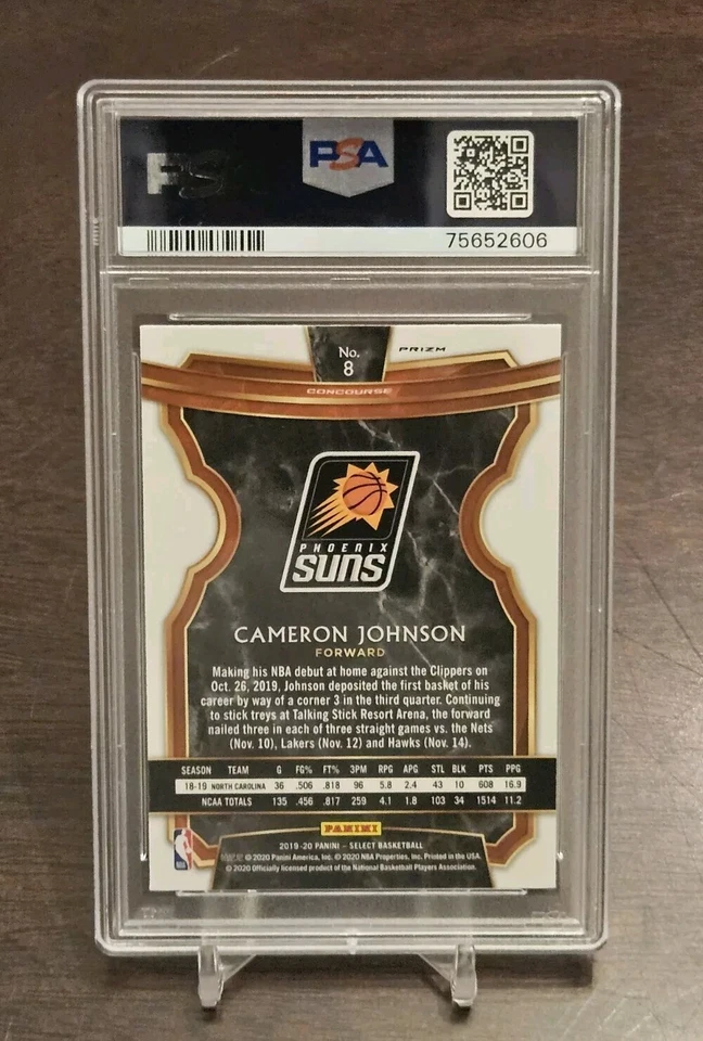 2019-20 Panini Select Concourse Scope Prizm Cameron Johnson #8 Rookie RC PSA 9 - Image 2 of 2