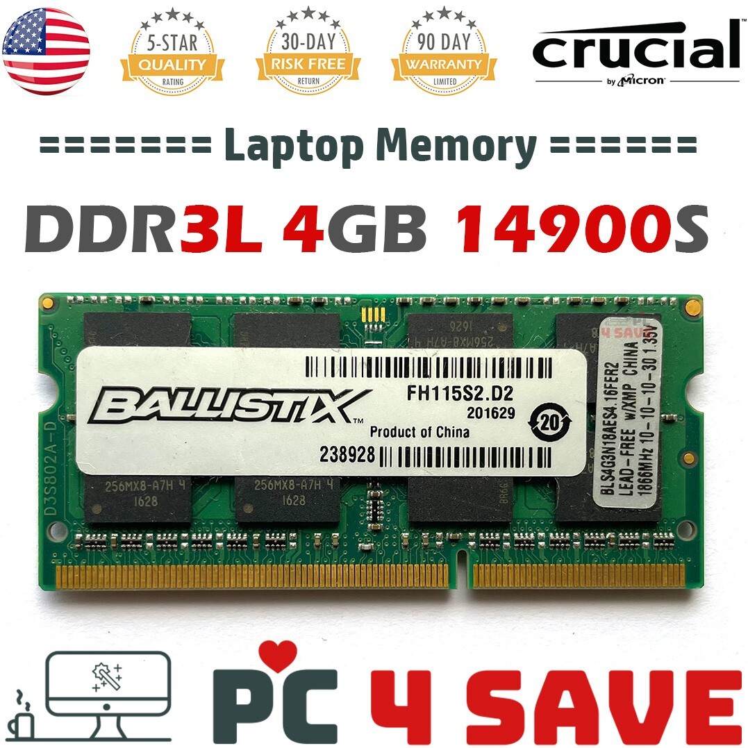 Ballistix 4GB DDR3L 1866MHz 12RX8 PC3L-14900S Laptop Memory Gaming  SODIMM