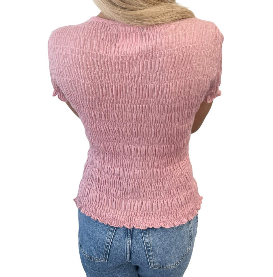 Christian Dior винтажный 2003 бондаж Summer вязаный топ #36 розовый серебряный кашемир - Изображение 3 из 4