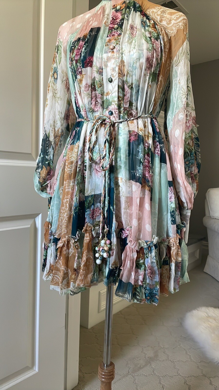 Zimmermann Silk Wavelength Floral Patchwork Smock… - image 3