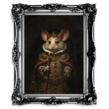 Royal Mouse Wall Art Renaissance Animal Portrait Painting Baroque Mouse Artwork