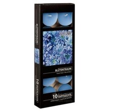 Confezione 10 Pezzi Candele Lumini Tea Light Profumate Fragranza Fiori Blu dfh