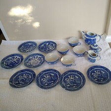 17 Piece Childs Tea Set Miniature READ Made in Japan Blue Willow Antique C1920