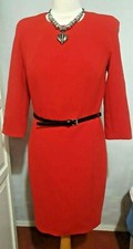 💥💥Mango SUIT Red Lined Dress with Belt Size M  3/4 Sleeve Smart 💥💥