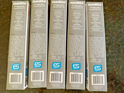 5pk -Sunlite FT18DL/841 Compact Fluorescent 18W Twin Tube Light Bulb 4100K 02175 - Picture 4 of 6