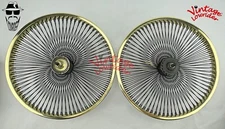 VINTAGE LOWRIDER 20" 144 SPOKE FRONT & COASTER DAYTON 2 TONE GOLD/BLACK RIMS.