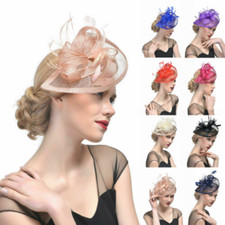 Womens Headband Aliceband Hat Feather Mesh Elegant Weddings Day Race Hair Band