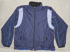 Vintage 90s Nike Zip Up Nylon Windbreaker Track Jacket Navy Blue White Tag Men L